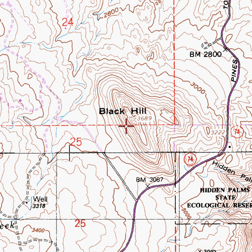 Topographic Map of Black Hill, CA