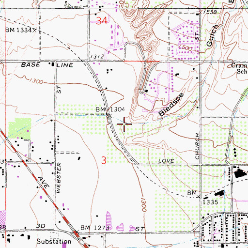 Topographic Map of Bledsoe Gulch, CA