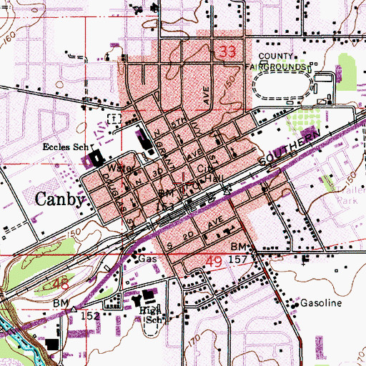 Topographic Map of Canby Municipal Court, OR