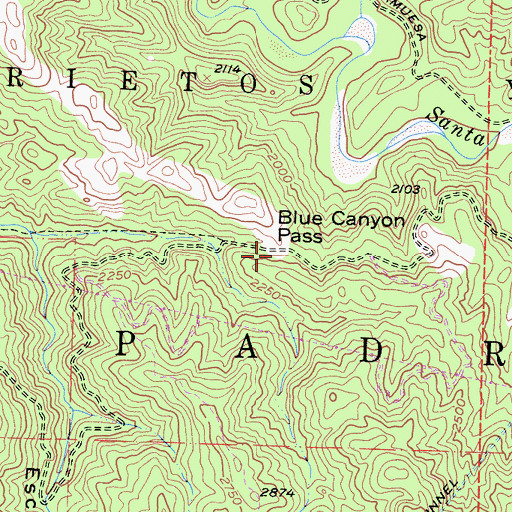 Topographic Map of Blue Canyon Pass, CA