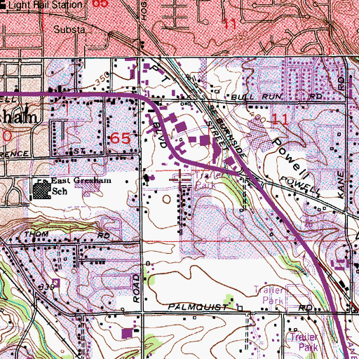 Topographic Map of Department of Motor Vehicles Gresham, OR