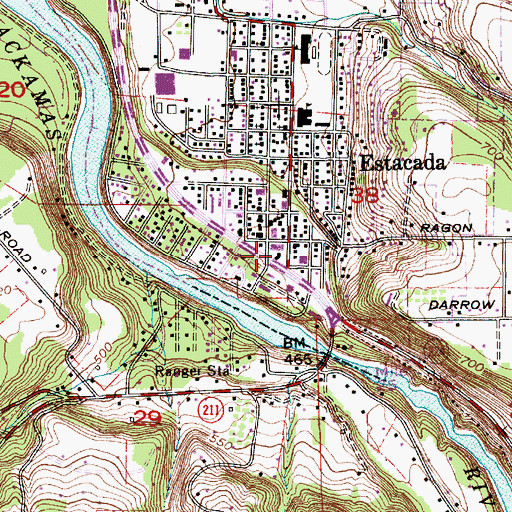 Topographic Map of Estacada Public Works, OR