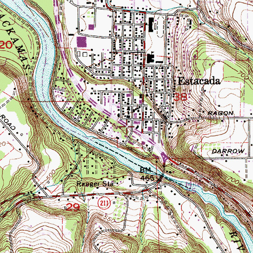 Topographic Map of Etacada City Hall, OR