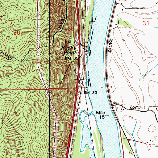 Topographic Map of Happy Rock Moorage, OR
