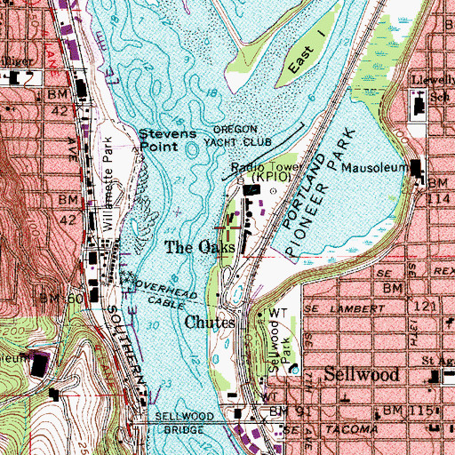 Topographic Map of Multnomah County Fairgrounds, OR