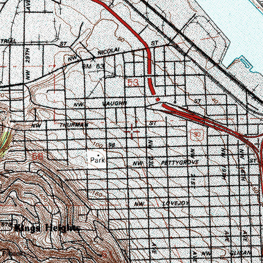 Topographic Map of Northwest Library, OR