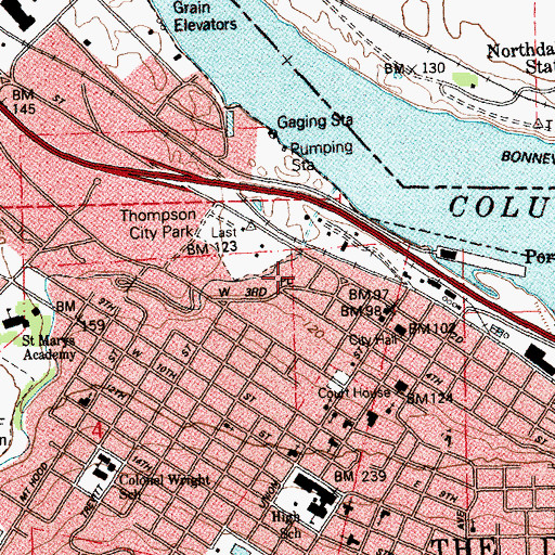 Topographic Map of Original Wasco County Courthouse Museum, OR