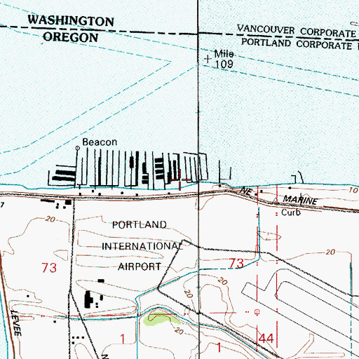 Topographic Map of Rose City Yacht Club, OR