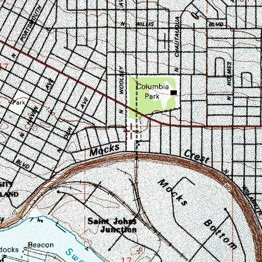 Topographic Map of University Park Baptist Church, OR