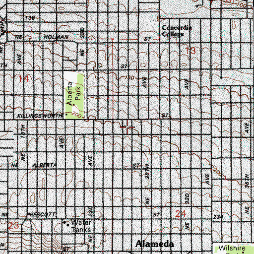 Topographic Map of Vernon United Presbyterian Church, OR