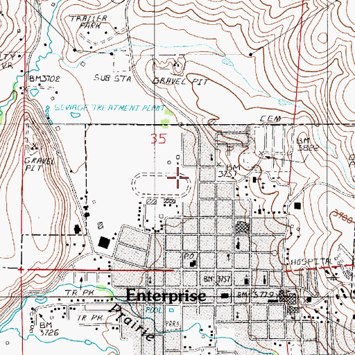 Topographic Map of Wallowa County Health Department, OR