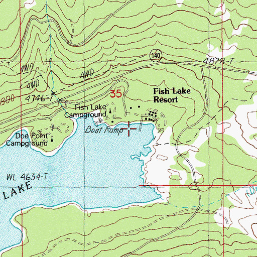 Topographic Map of Fish Lake Resort Marina, OR