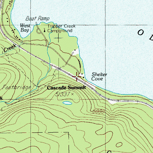 Topographic Map of Shelter Cove Boat Ramp, OR