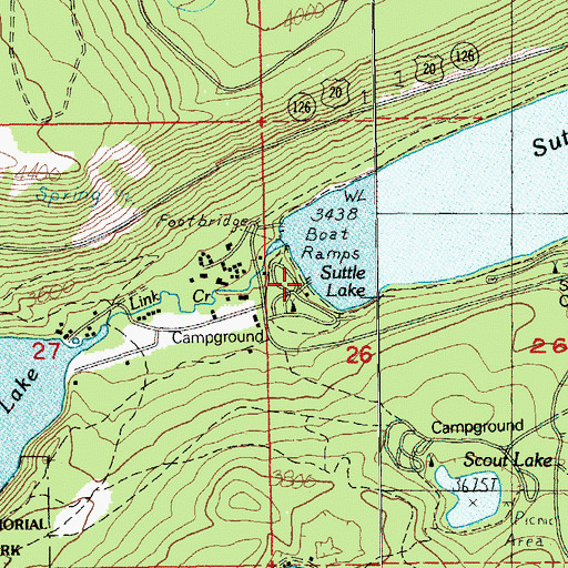 Topographic Map of Link Creek Campground Boat Ramp, OR