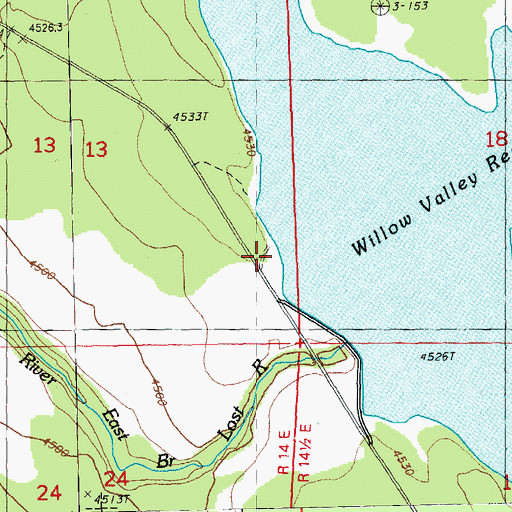 Topographic Map of Willow Valley Boat Ramp, OR