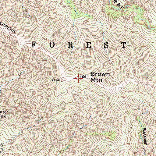 Topographic Map of Brown Mountain, CA