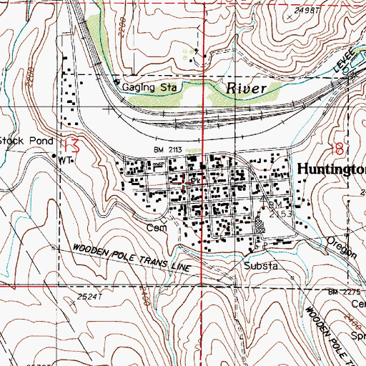 Topographic Map of Baker County Library Huntington Branch Library, OR