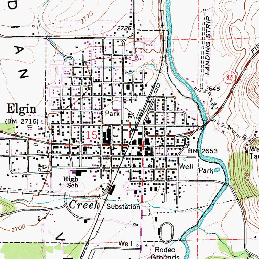 Topographic Map of Elgin Municipal Court, OR