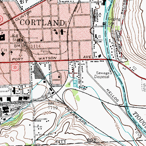 Topographic Map of Cortland Fire Department Station 2, NY