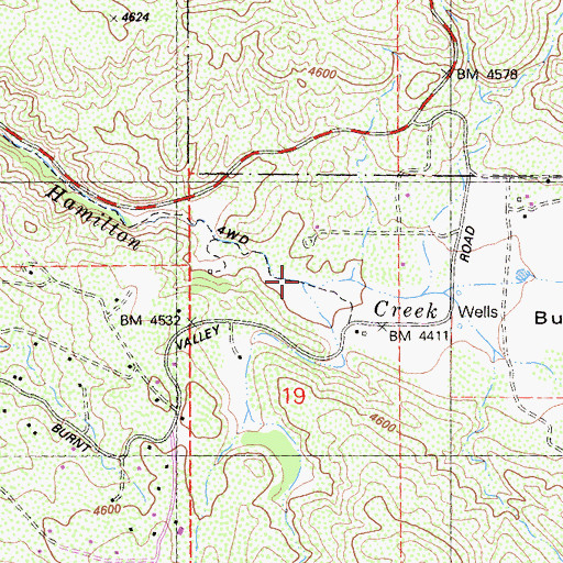 Topographic Map of Burnt Valley, CA