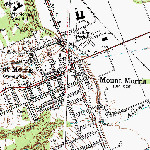 Topographic Map of Mount Morris Ambulance Service, NY