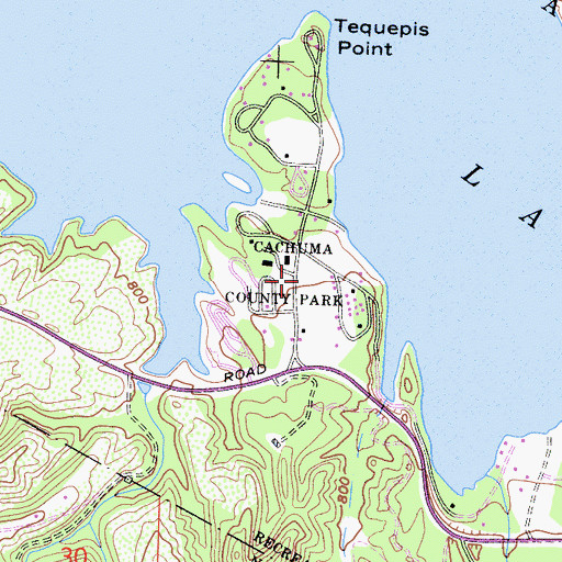 Topographic Map of Lake Cachuma County Park, CA