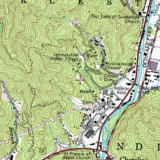 Topographic Map of Cherokee Indian Hospital, NC