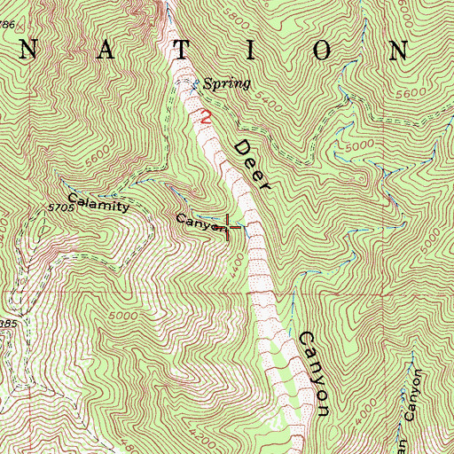 Topographic Map of Calamity Canyon, CA