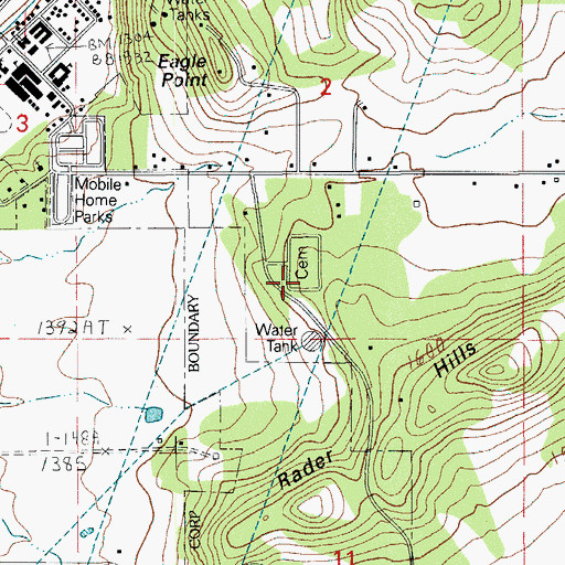 Topographic Map of Eagle Point National Cemetery, OR