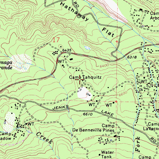 Topographic Map of Camp Tahquitz, CA
