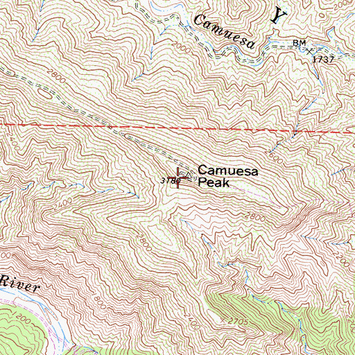 Topographic Map of Camuesa Peak, CA