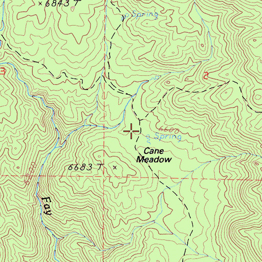 Topographic Map of Cane Meadow, CA