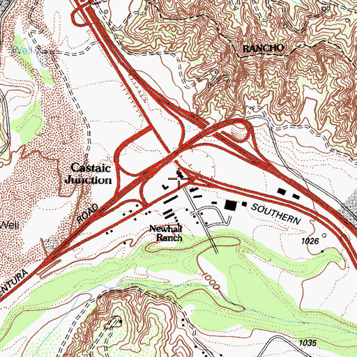 Topographic Map of Castaic Junction, CA