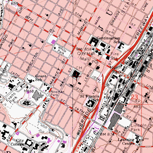 Topographic Map of Robert Presley Detention Center, CA
