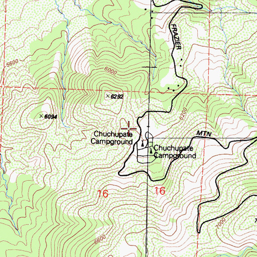 Topographic Map of Chuchupate Campground, CA
