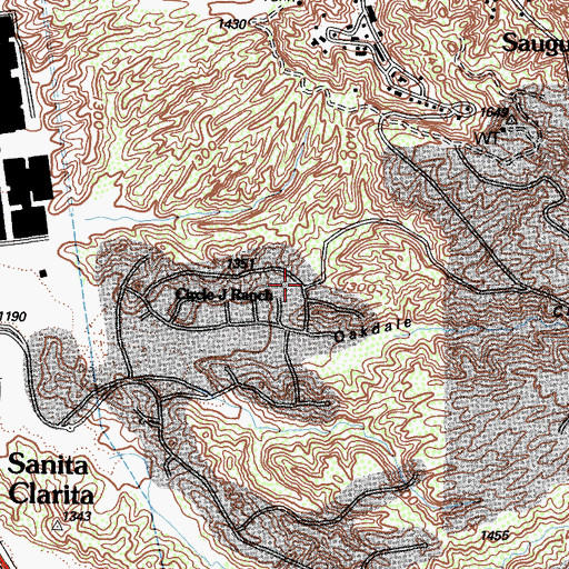 Topographic Map of Circle J Ranch, CA