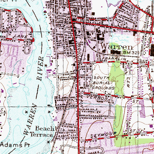 Topographic Map of South Warren, RI