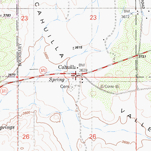 Topographic Map of Cahuilla, CA