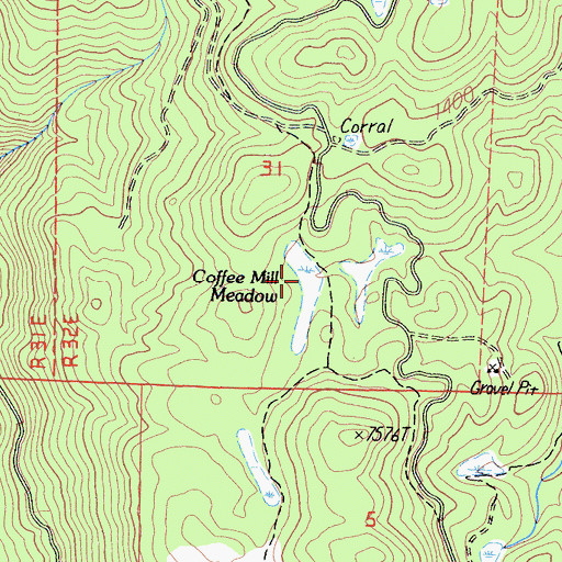 Topographic Map of Coffee Mill Meadow, CA