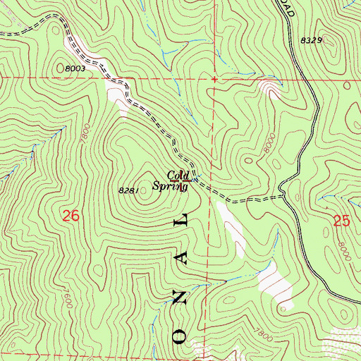 Topographic Map of Cold Spring, CA