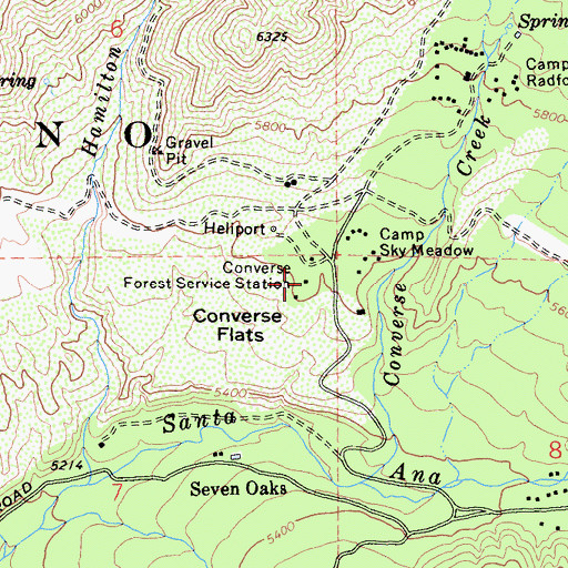 Topographic Map of Converse Forest Service Station, CA