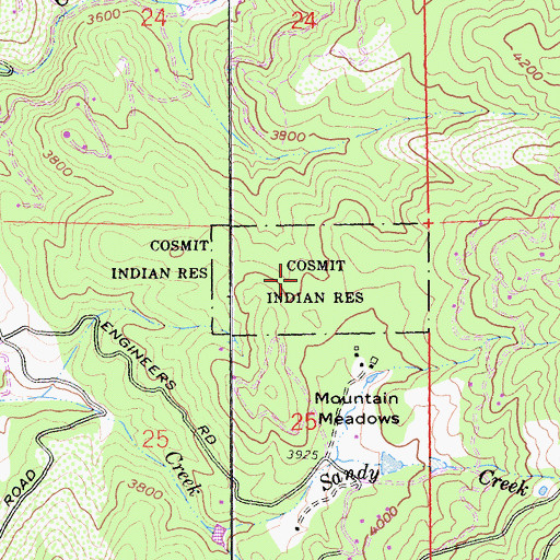 Topographic Map of Cosmit Reservation (historical), CA