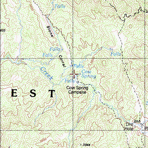Topographic Map of Cow Spring, CA