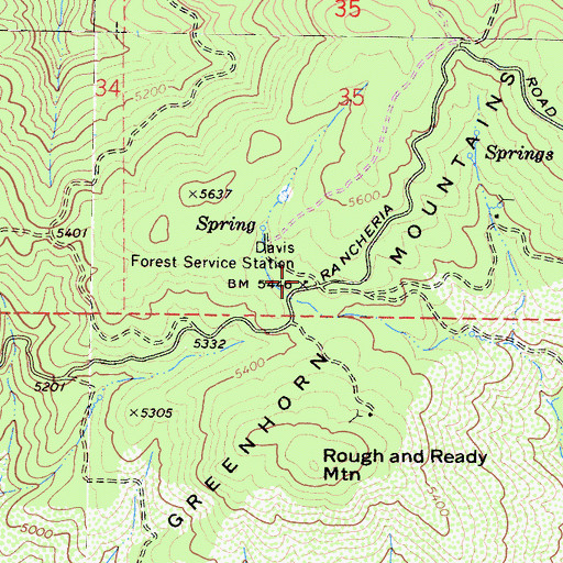 Topographic Map of Davis Forest Service Station, CA
