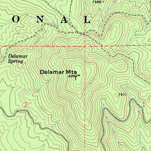 Topographic Map of Delamar Mountain, CA