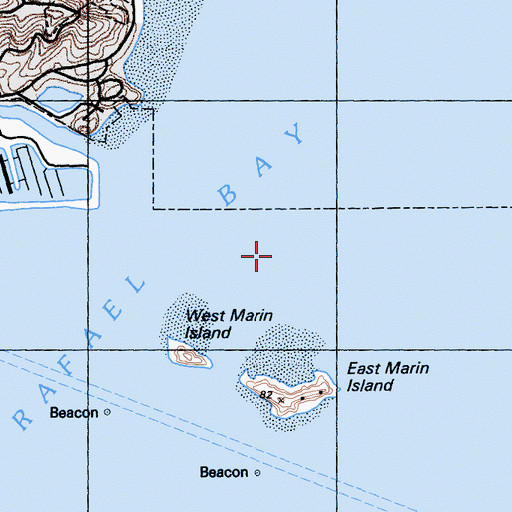 Topographic Map of Marin Islands National Wildlife Refuge, CA