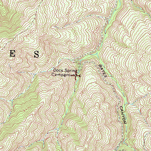 Topographic Map of Docs Spring Campground, CA