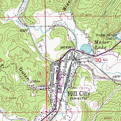 Topographic Map of Hill City Post Office, SD