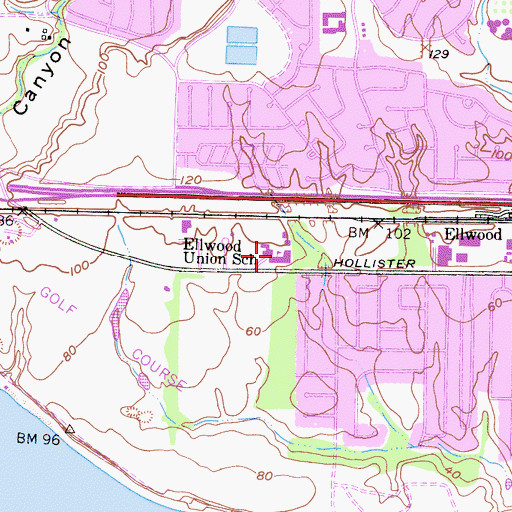 Topographic Map of Ellwood Elementary School, CA