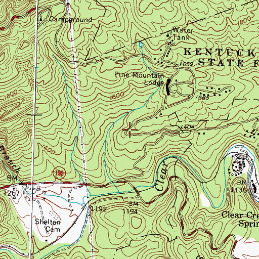 Topographic Map of Hemlock Garden Picnic Area, KY